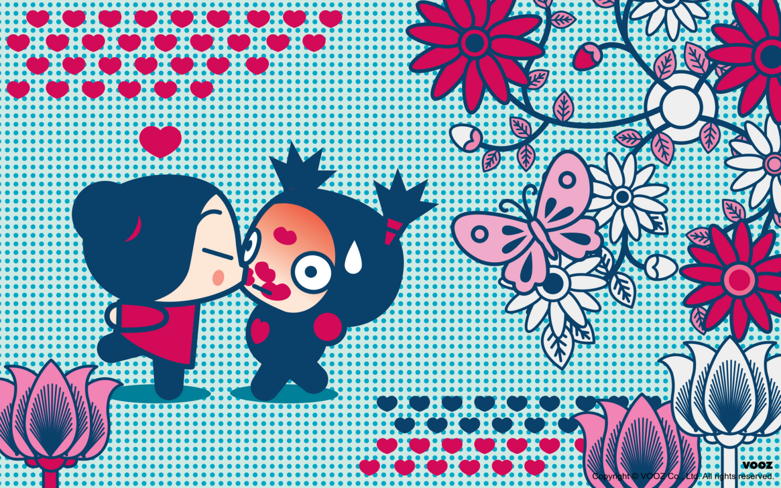 Pucca Blooming With Love Virtual Background