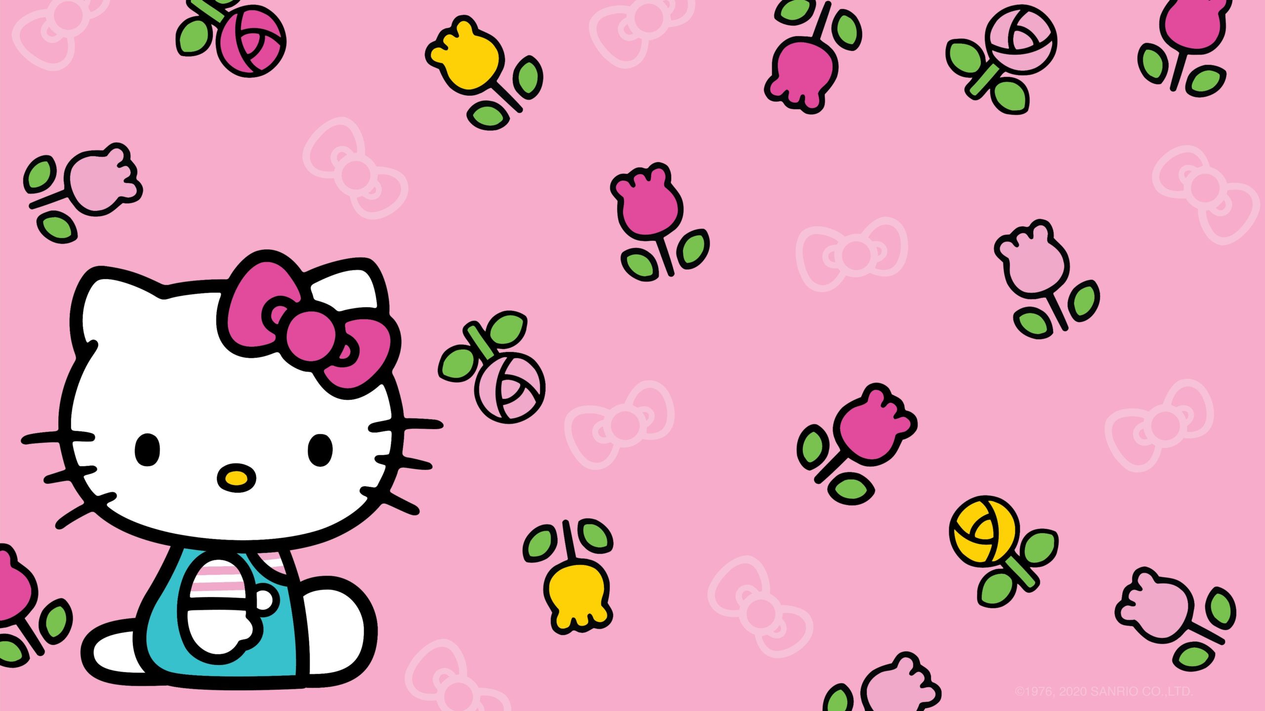 Wallpaper Hello Kitty on White Background Licensed by Sanrio