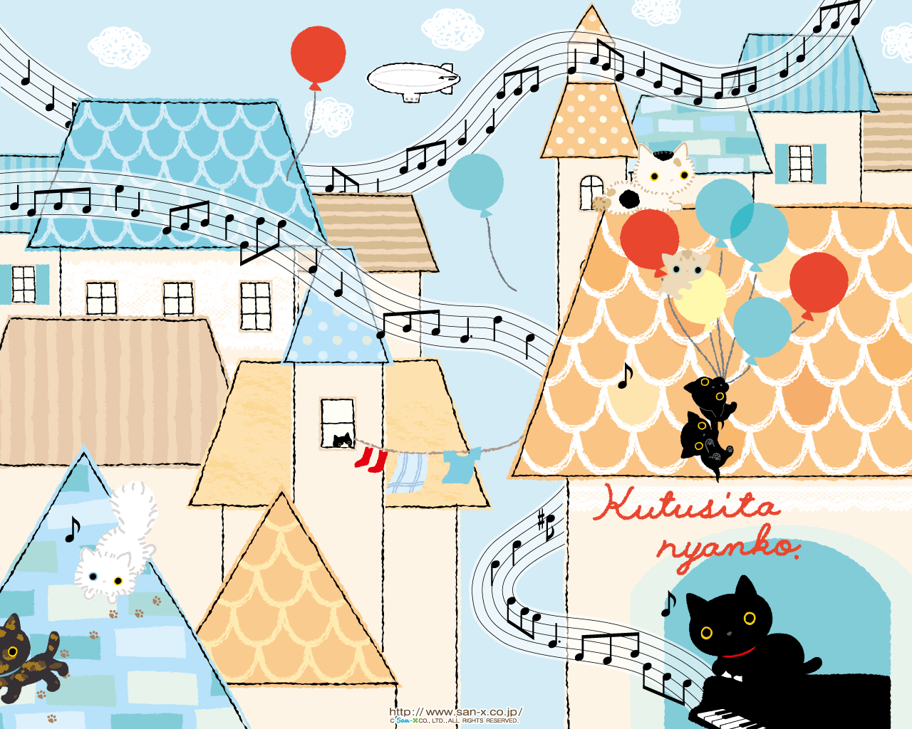 Kutusita Nyanko Cat Day-time Music Wallpaper