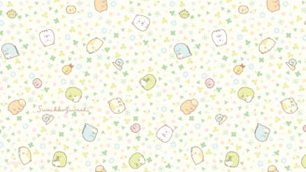 Sumikko Gurashi Green Clover Pattern Wallpaper
