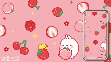 Molang Cute Fruits Pink Virtual Background