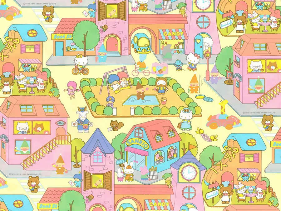 Cute My Melody + Kuromi + My Sweet Piano Desserts Wallpaper - Kawaii Hoshi