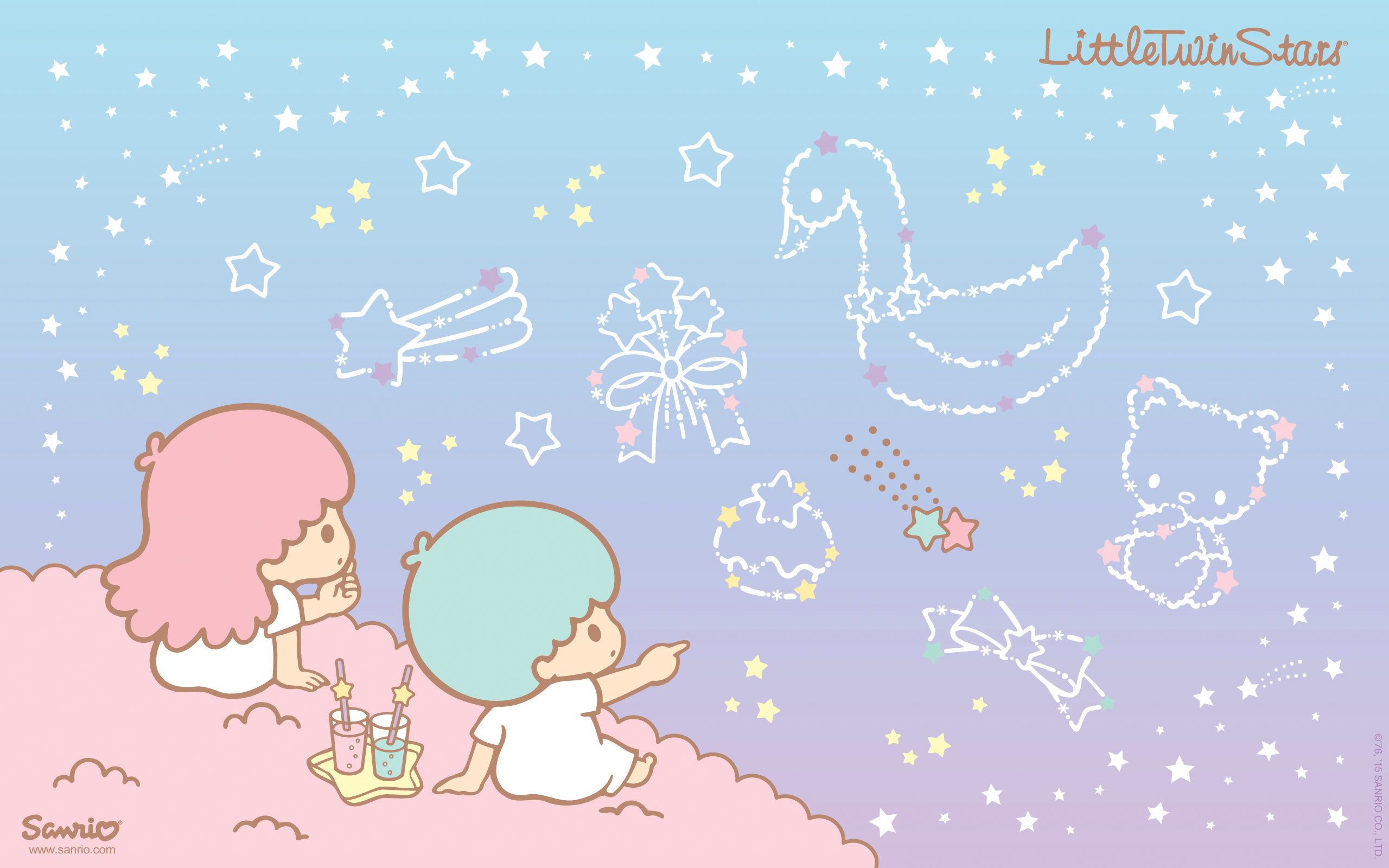 Little Twin Stars Cute Star Constellations Wallpaper - Kawaii Hoshi