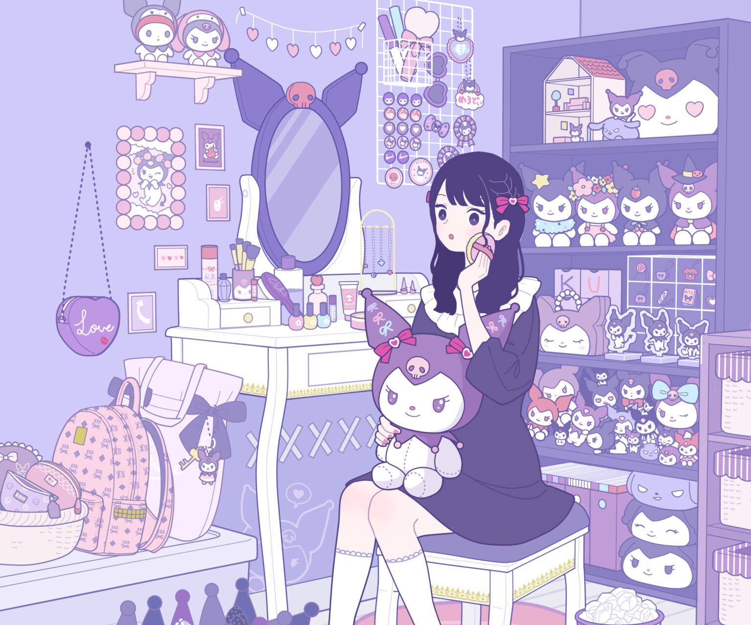 Kuromi Kawaii Girl Wallpaper Background