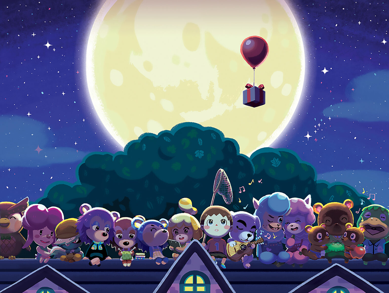 Animal Crossing Cute Night Sky Wallpaper By Omocat