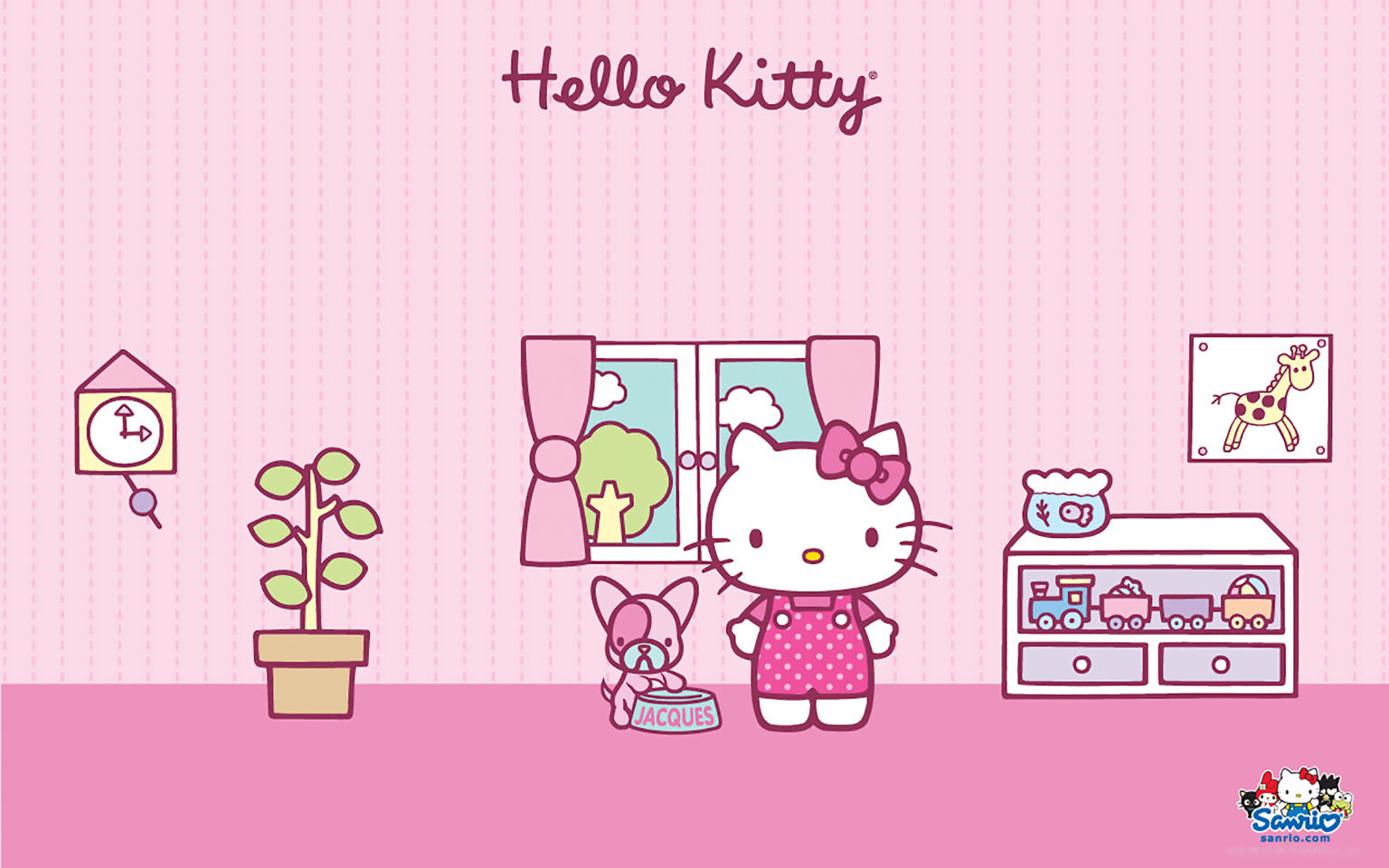 Sanrio Hello Kitty Cute Pink Playroom Wallpaper