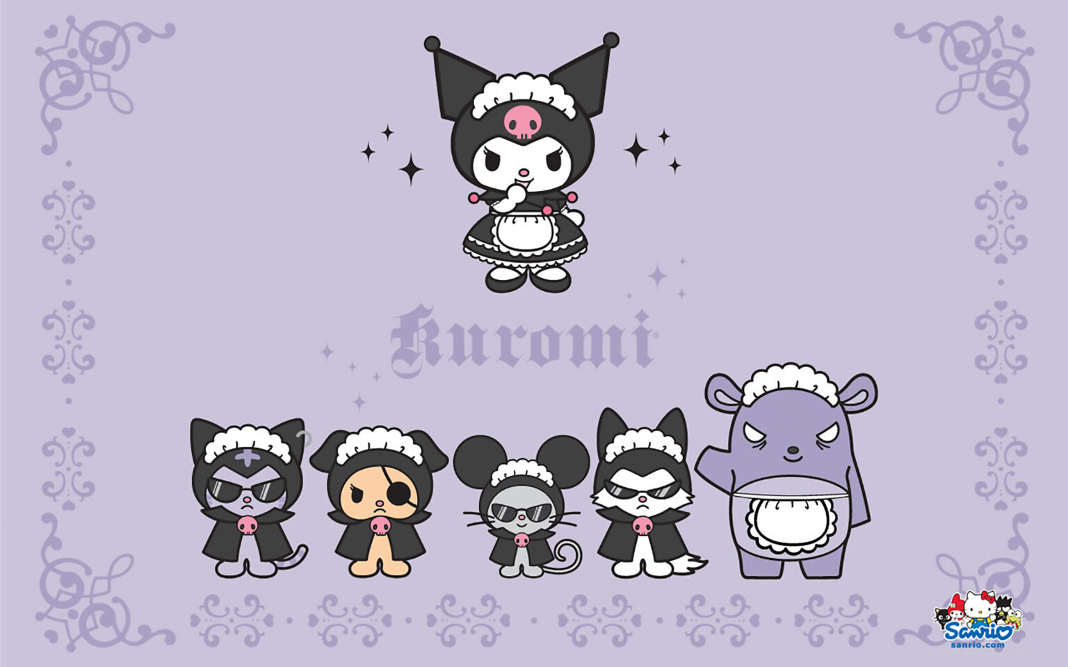 Kuromi & Friends Retro Purple Wallpaper