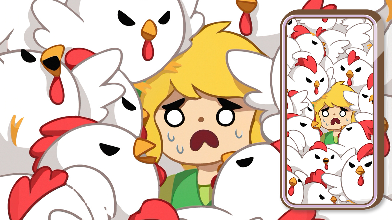Cucco Fury! Cute Zelda Mobile Wallpaper by Tsurime