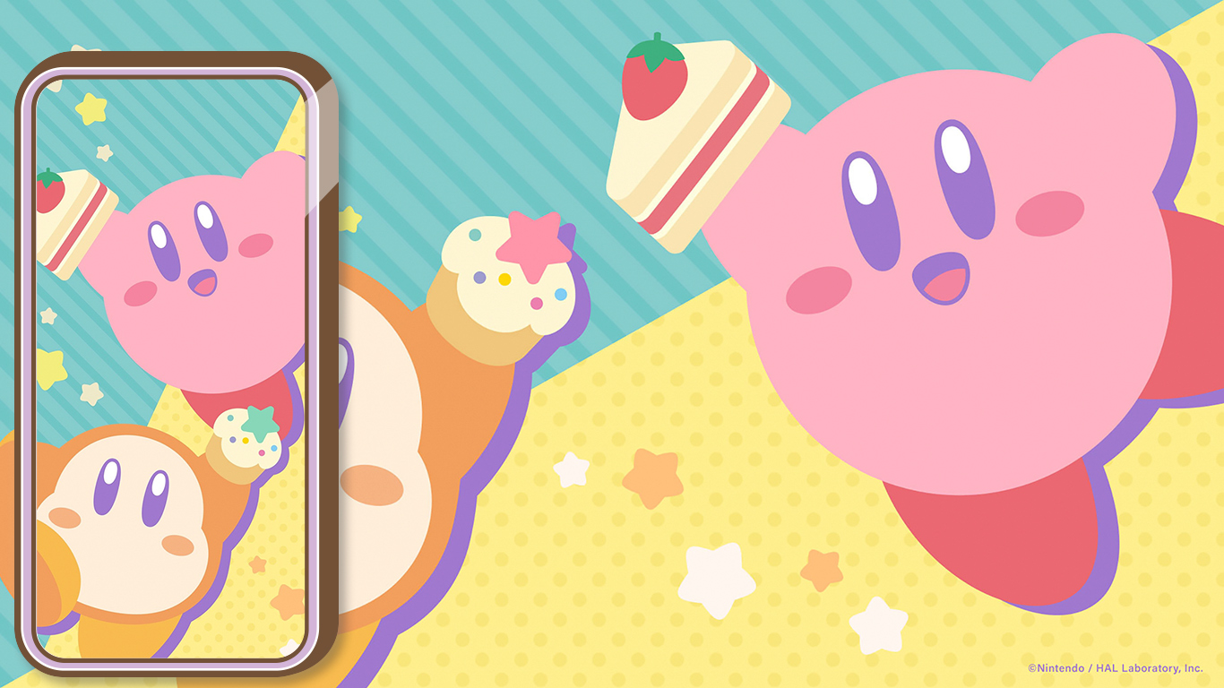 Cute Retro Kirby Wallpaper from Nintendo