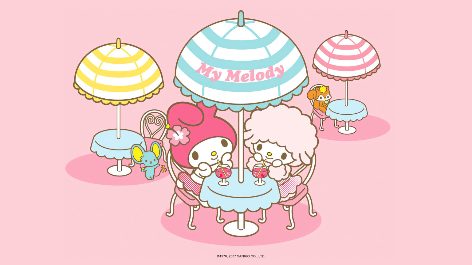 Cute Retro My Melody Pink Cafe Wallpaper