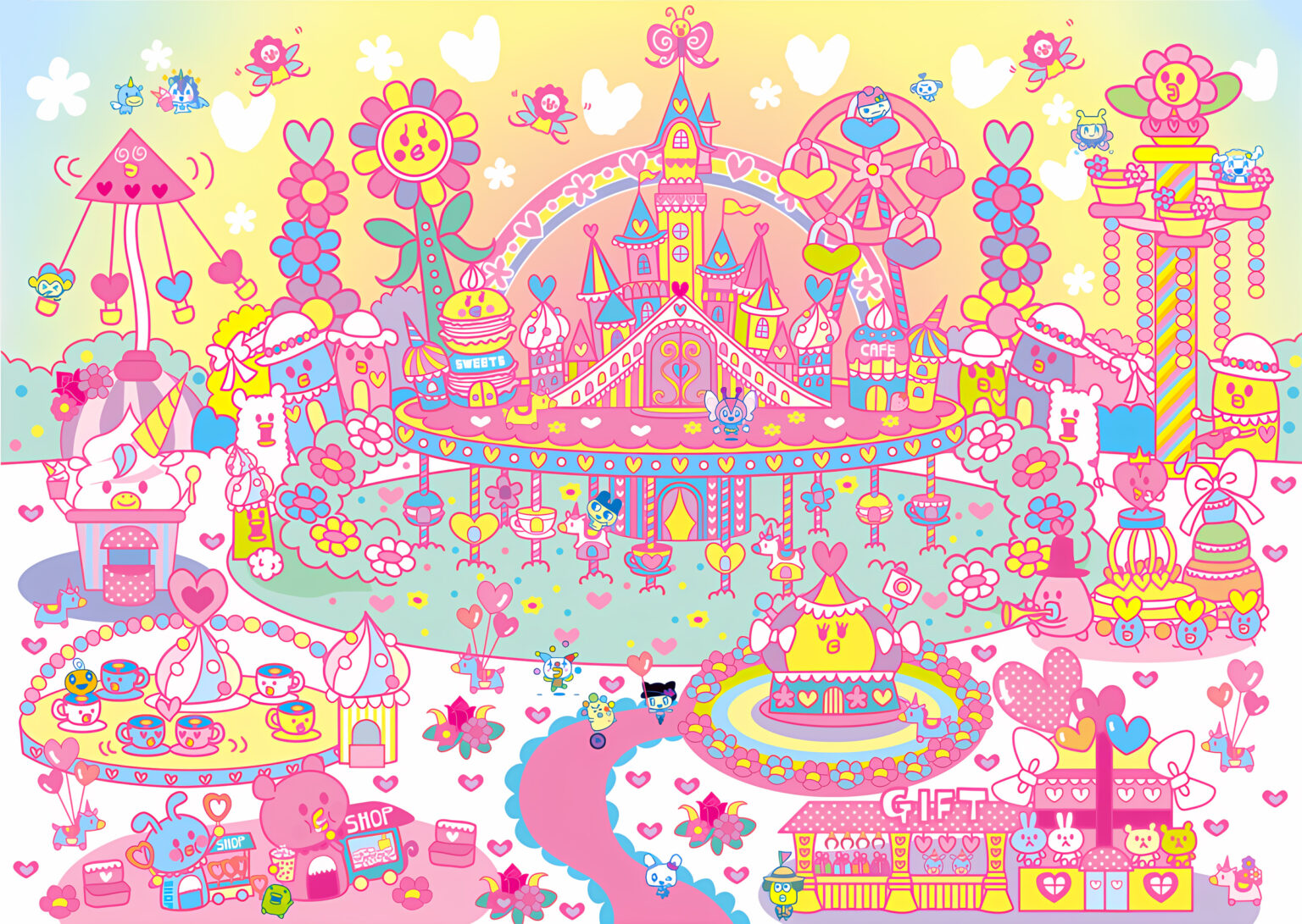Cute Pink Tamagotchi Fairy Land Wallpaper